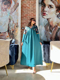 فستان خامة سي واي مع قطعة شفافة عالصدر